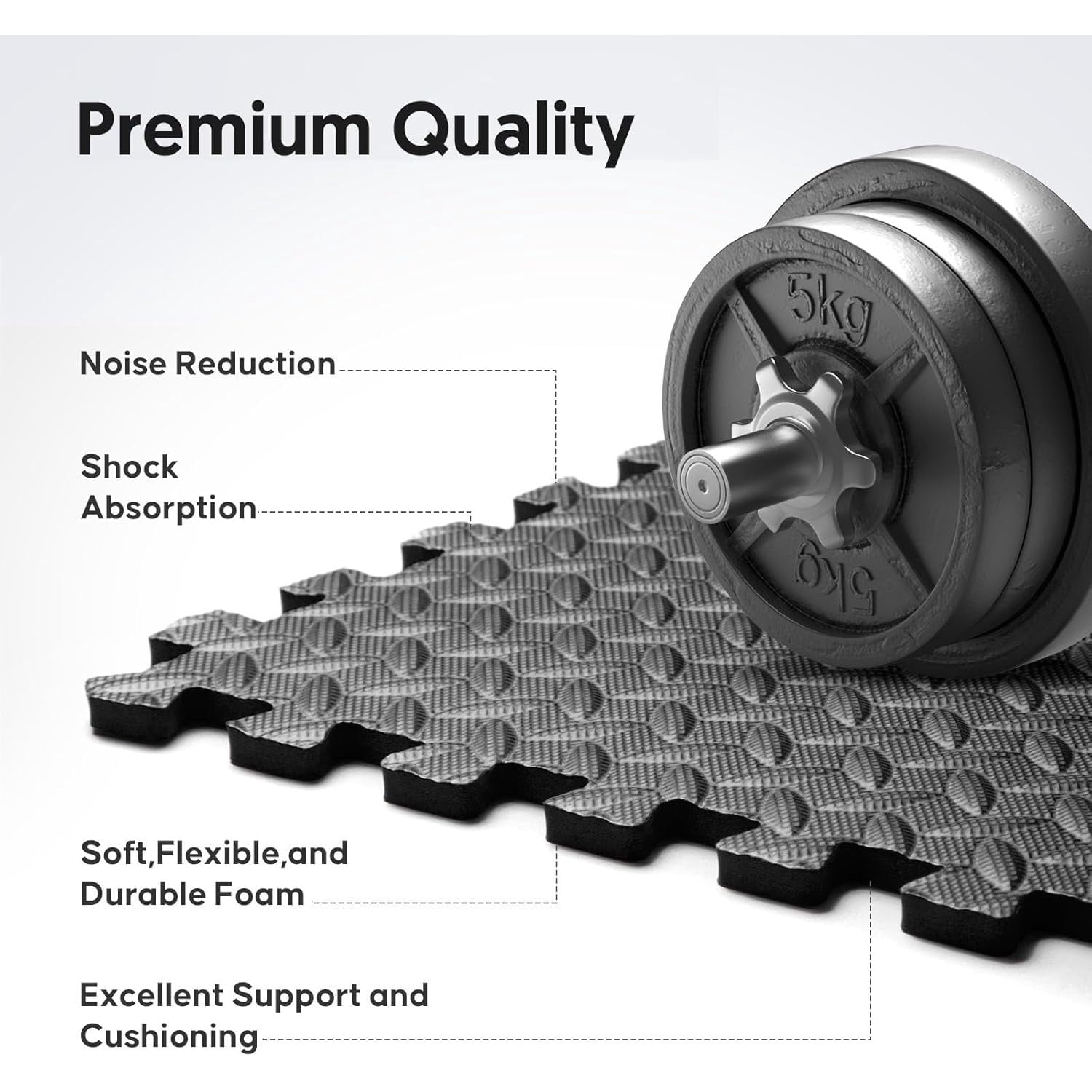 Home Gym Mat, Puzzle Exercise Mat, EVA Interlocking Foam Floor Tiles for Home Workout Equipment and Kids' Play Areas - Black, 24 in x 24 in x ½ in - 16 Tiles (Black, 16 Pack, 64 SQ FT)