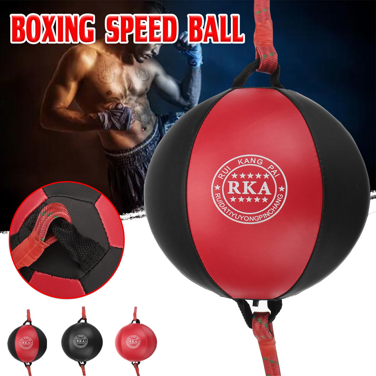 Speed Ball Leather Punch Bag Hanging Double End Ball Boxing Punching Ball with Boxing Reflex Ball and Pump for Gym MMA Boxing Sports Punch Bag Adult Kids Men Women 