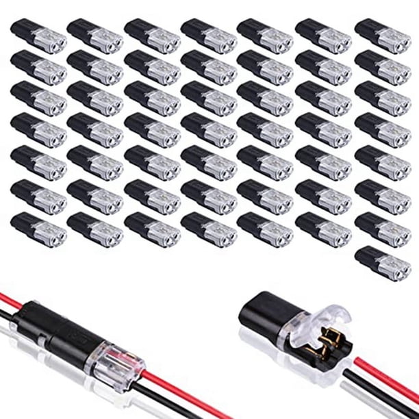 Conector Enchufable de Doble Cable 50 Piezas con Hebilla Bloqueo, Conectores Enchufables Terminal Compacto Universal 2 Pines y VíAs