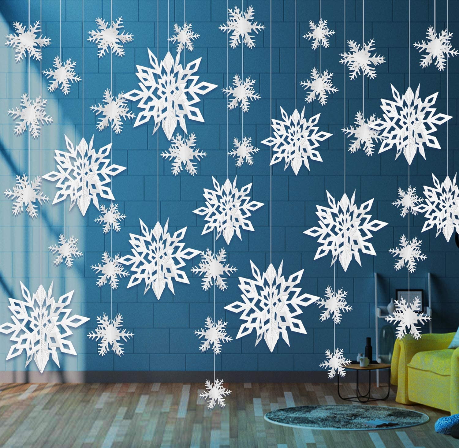 Snowflake Decorations 12PCS White 3D Snowflakes Garland and 12Pcs 3D Glittery Large Silver Snowflake Garland for Winter Wonderland Birthday Decorations Christmas Party Decorations New Years Party Decorations Snowflake Decorations 12PCS White 3D Snowflakes Garland and 12Pcs 3D Glittery Large Silver Snowflake Garland for Winter Wonderland Birthday Decorations Christmas Party Decorations New Years Party Decorations