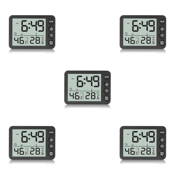 Advancent Reloj Digital de escritorio, alarma electrónica, termómetro, botón de sala de estar, funcionamiento con batería, temporizador LCD, Type2 NO2 Advancent CBP162530