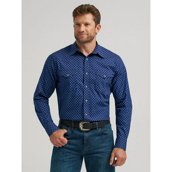 Wrangler 20X Classic Fit Blue Print - Mens Shirt - 112367864