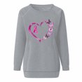 thumbnail image 4 of Honeeladyy Womens Breast Cancer Awareness Sweatshirts, Ladies Ribbon Print Pullover, Long Sleeve Casual Crewneck Hoodless Tops #Rr-Gray-XXL, 4 of 6