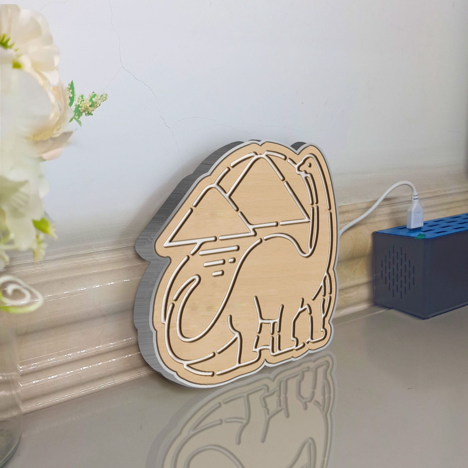Dinosaur Led Light Box, Dimmable Neon-Like Light Signs USB Power for Wall Decor Bedroom Decoration, Static Light (WxH) 6"x6"