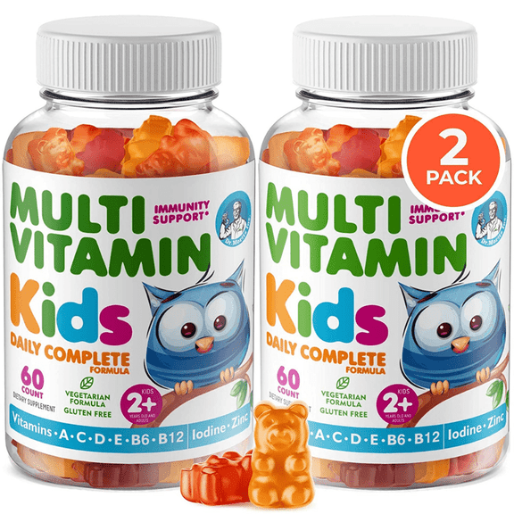 Dr. Moritz Kids Multivitamin Gummies 14 Essential Vitamins Daily Supplement for Ages 2 Vitamin A, C, D, E Vegetarian B6 & B12, Zinc, Biotin, All Natural Chewable (120 Count)