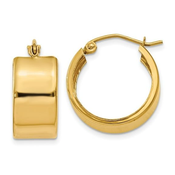 Auriga Fine Jewelry 10K Yellow Gold 8.25mm Hoop Earrings for Women (L-15mm ; W-8.25mm)