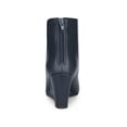 thumbnail image 2 of BLISSFUL STEP Women's Pointed Toe Zipper Wedge Heel Ankle Booties Navy Blue (Size 7), 2 of 5