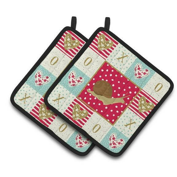 Carolines Treasures CK5527PTHD Garden Snail Pair of Pot Holders, Red, 7.5HX7.5W, multicolor