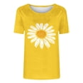 thumbnail image 5 of Htigea Women's Sunflower T-Shirts Cute Short Sleeve Crew Neck Tops Casual Loose Fit Tees Yellow S, 5 of 5