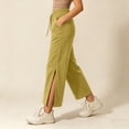 thumbnail image 4 of Levmjia Women's High Waisted Wide Leg Pants with Drawstring Side Pockets Front Slit Flowy Pants Casual Yoga Lounge Trousers for Summer, 4 of 6