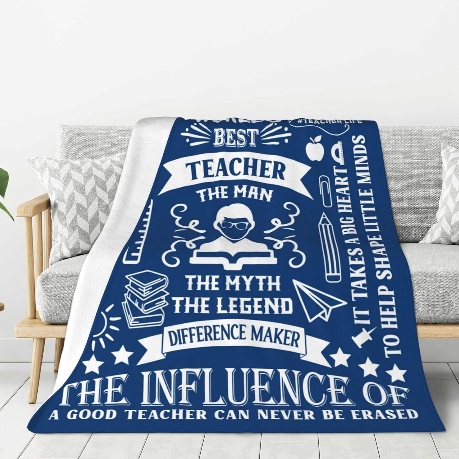 Christmas Teacher Gifts for Men Throw Blanket 60"x50", Male Teacher Gifts, Teacher Appreciation Gifts, Teacher Xmas Gift Ideas, Birthday Gifts for Male Teachers, Thank You Teachers Gifts from Students