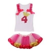 Little Girls Fuchsia Ruffle Number Applique Birthday Tutu 2 Pc Skirt Outfit 4
