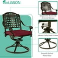 thumbnail image 3 of VIVIJASON 3-Piece Patio Bistro Set, Outdoor All-Weather Cast Aluminum Furniture Dining Set, Include 2 Swivel Chairs and 30.8" Round Table w/Umbrella Hole for Balcony, Lawn, Garden (Red Cushion), 3 of 7