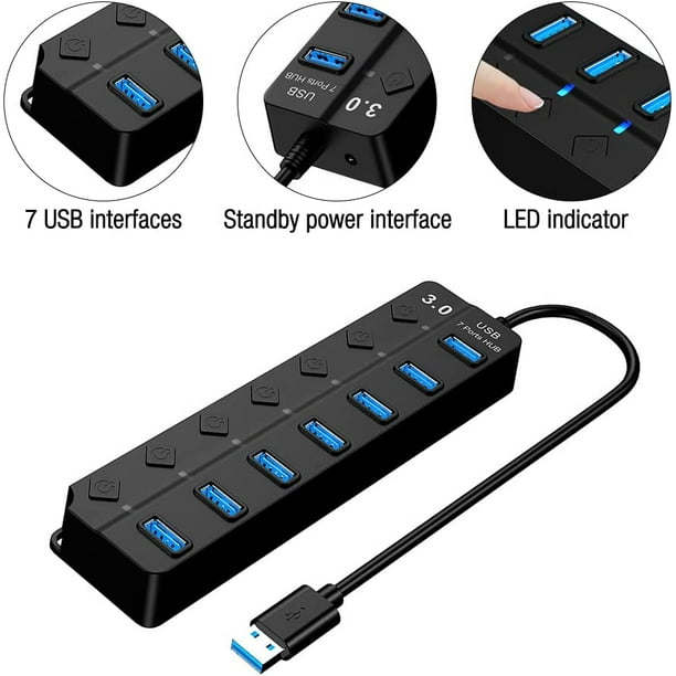 Multiprise USB universel 6 ports intelligent avec interrupteur