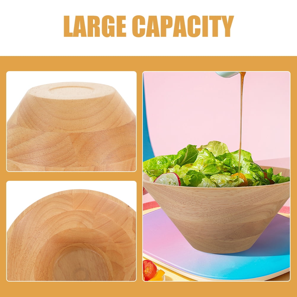 4 Count Extra Large Wood Bowl Fruit Bowl Wooden Salad Bowl 14.00X14.00X5.80CM