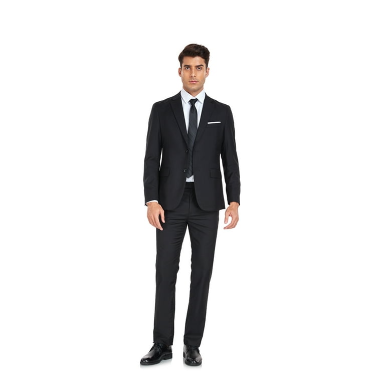 Wehilion Mens Suits Set Slim Fit Men 3 Piece Dress Suit Prom Blazer Wedding  Formal Jacket & Vest & Pants Navy Blue XXL