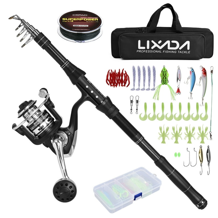 Fishing Rod and Reel Combos Telescopic Fishing Pole with Spinning Reel  Combo Kit Fishing Line Lures Hooks Set Fishing Accessories with Carry Bag 
