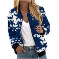 thumbnail image 7 of Womens Full Zip Bomber Jackets with Pockets Floral Print Long Sleeve Casual Fall Coat Outerwear Lightweight (XL, Black 01), 7 of 7