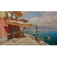thumbnail image 2 of Obuchovsky, Yury 32x21 Gold Ornate Wood Framed with Double Matting Museum Art Print Titled - Cafe near Sea in Portofino, 2 of 4