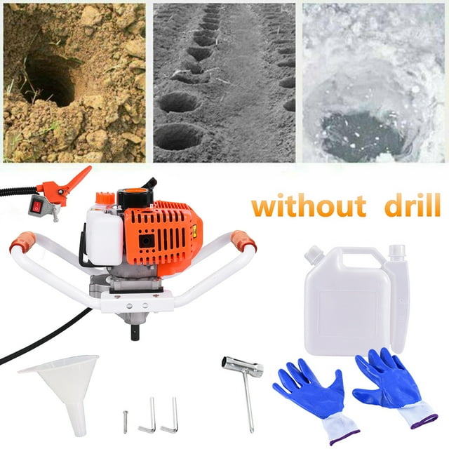 63cc Gas Post Hole Digger | Cordless Earth Auger for Yard/Garden | Low-Switch Control