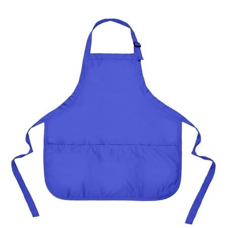 

DALIX Apron Commercial Restaurant Home Bib Spun Poly Cotton Kitchen Aprons (3 Pockets) in Royal Blue
