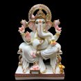 thumbnail image 2 of Ganesha Murti Statue Large 18 inches White Golden Leaf Work Ganpati Figurine Marble Ganapati Idol Vinayak Deity Ganesha Marble Big White Elephant Head God Home Decor Sculpture Home First Ganesha Gifts, 2 of 8