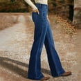 thumbnail image 4 of LWavelet Womens High Waisted Button Front Flared Jeans Daily Casual Denim Pants Blue 2XL, 4 of 7