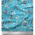 thumbnail image 1 of Soimoi Moss Georgette Fabric Leaves,Floral & Berries Fruits Printed Fabric 1 Yard 42 Inch Wide, 1 of 1