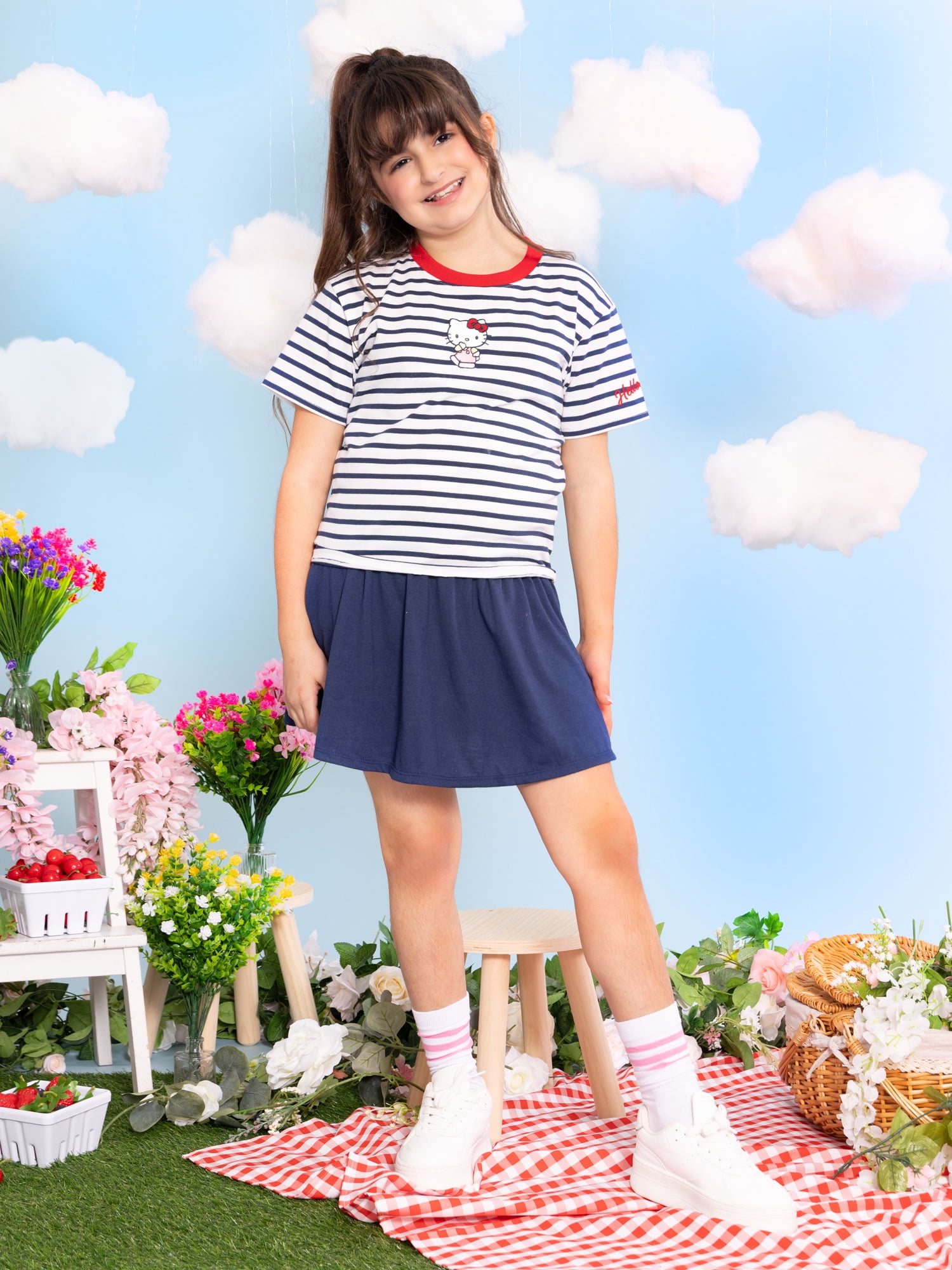 Wonder Nation x Hello Kitty Girls Double Waistband Skort, Sizes 4-16