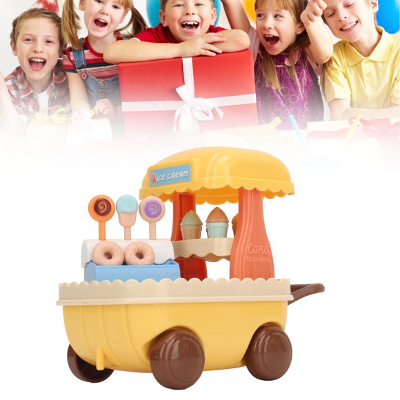Ice Cream Cart, Plastic Safe Interesting Sweet Treats Cart Toy Educational  for Birthday