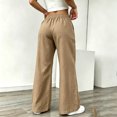 thumbnail image 7 of Cagogo Women's Wide Leg Drawstring Trousers Flowy Casual Loose Pants with Pockets Solid Long Palazzo Trousers Travel Work Lounge Outfits Fall Clothes, Khaki XL, 7 of 7