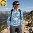 thumbnail image 3 of Havenx Upf 50+ Sun Protection Hooded Jacket for Men Camo Long Sleeve Full Zip Jacket Thumbhole Hooded Jacket Rash Guard Cooling Lightweight Outdoor Hiking Fishing Blouses,Blue XL, 3 of 7