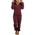 thumbnail image 2 of BRGZLK Womens Onesie Homewear Sherpa Hooded Jumpsuit Fuzzy Warm Romper Winter Adult Loungewear with Pockets Casual Homewear Wine XXXXXL, 2 of 5