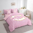 thumbnail image 3 of Homewish Kawaii Princess Style Bedding Comforter Set 7pcs for Teen, Kawaii Initial C Letter Queen Bedding Sets, Pink Stripes Line Reversible Queen Sheet Sets, Ultra Soft Bedroom Decor, 3 of 7