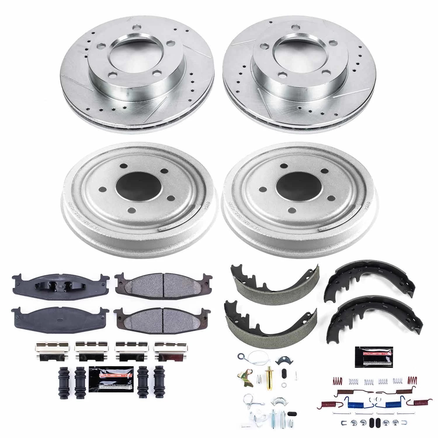 PowerStop Front and Rear Z23 Evolution Sport Brake Pad Rotor Drum and Shoe Kit Fits: FORD Select Models K15461DK