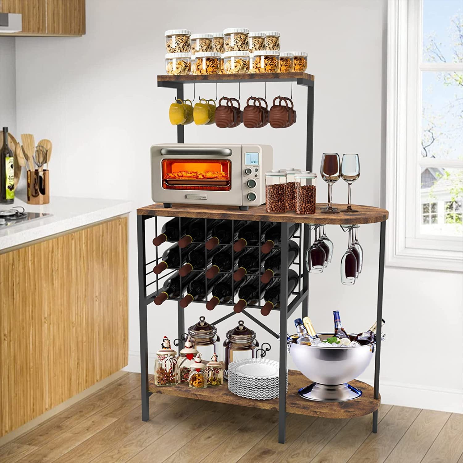 Small Bakers Racks for Kitchens with Storage, Wine Storage Liquor