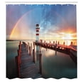thumbnail image 3 of Ambesonne Lighthouse Shower Curtain, Clouds Sunset at Sea, 69"Wx70"L, Multicolor, 3 of 5