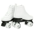 thumbnail image 4 of COMEONROA Adult Classic Quad Roller Skates, Light up Wheels Women&Men High Top Roller Skates, Outdoor Double-Row Roller Skates for Girls(White, Women 9/Men 8), 4 of 11