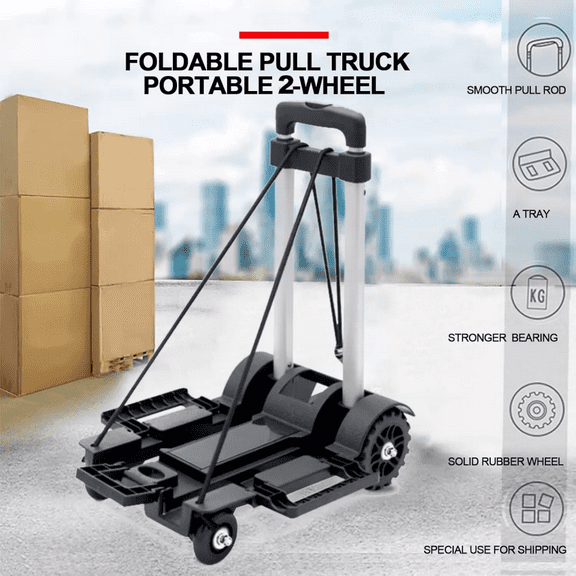 Collapsible Luggage Cart 70 lbs, Portable Folding Hand Truck w/All-Terrain Wheels