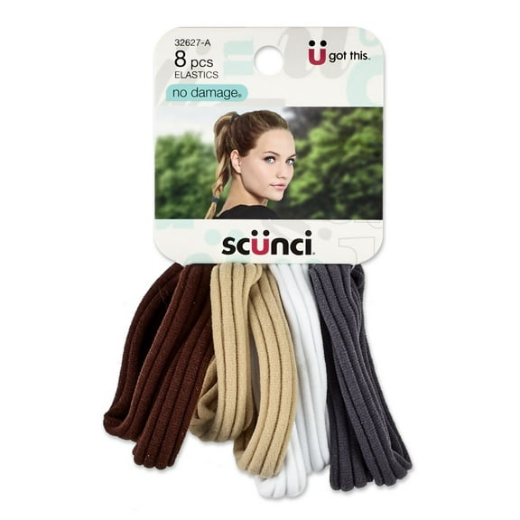 Scunci Hosiery Ponytail Holder Hair Ties, Neutrals, 8 Ct