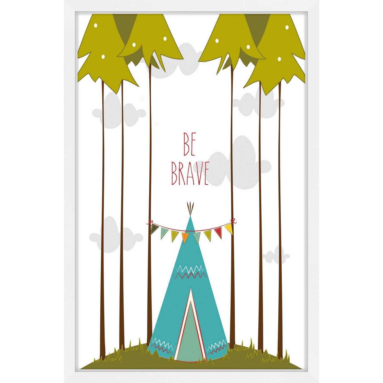 Marmont Hill Blue Teepee 12-Inch x 18-Inch Framed Wall Art