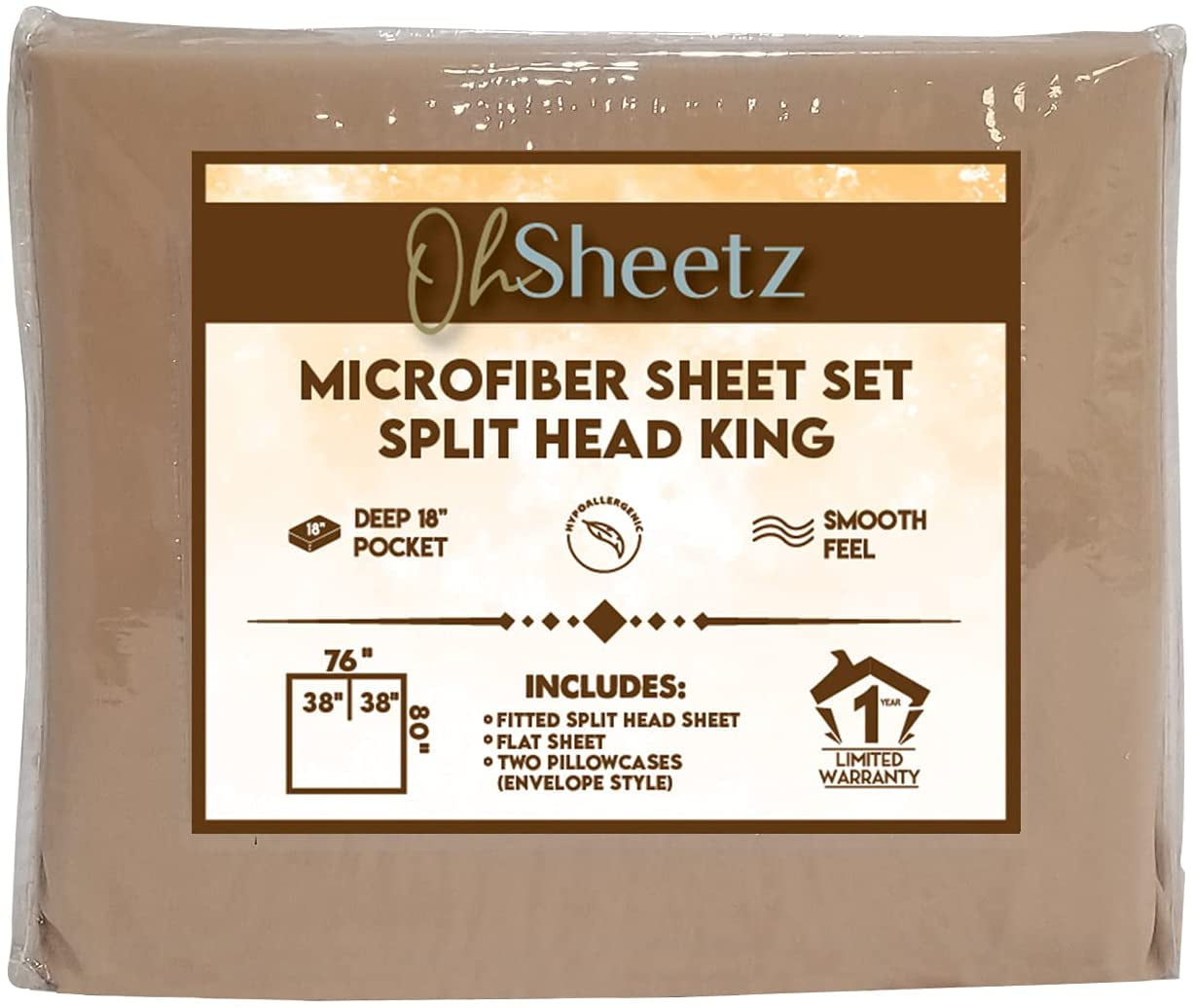 Oh Sheetz Flex / Split Top King Microfiber Bed Sheet Set with King