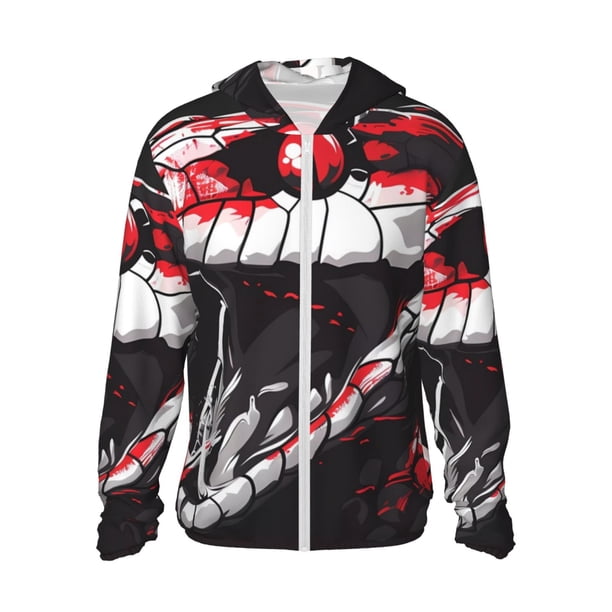 Fotbe Fierce Red Viper Graphic Art Chaqueta con Protección Solar UPF 50+ para Hombre y Mujer, Camisa con Capucha y Bolsillos-Medium