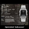 thumbnail image 2 of AURIGATE Men's Dual Display Square Watch, Stainless Steel Analog Digital Watch Waterproof Multi-Function for Daily Business Casual Wear, 2 of 4