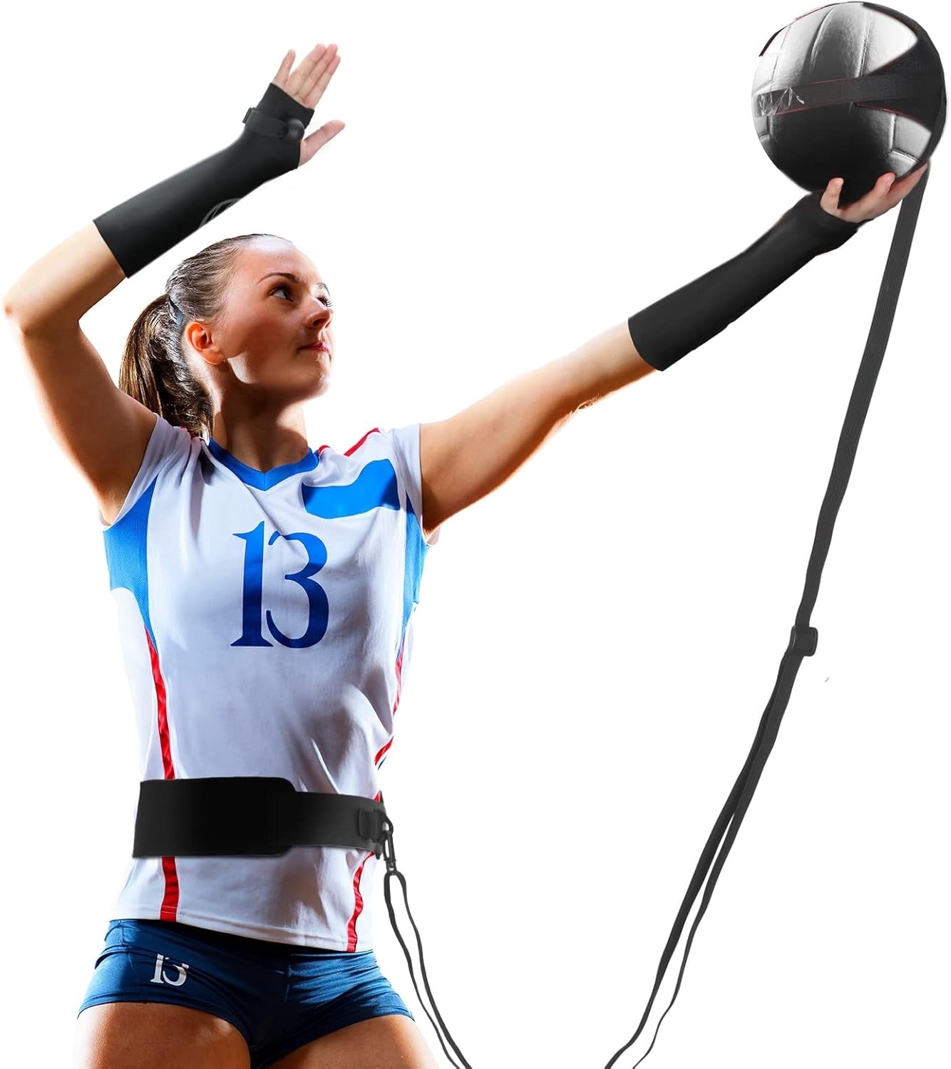 BAN 5 Set Volleyball Training Equipment Aid Volleyball Gear Volleyball Knee Pads and Arm Sleeves Volleyball Spike Serving Trainer Accessories Volleyball Gifts for Teen Girls Women