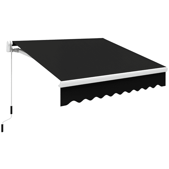 8'x7' Manual Retractable Sun Shade Patio Awning Canopy Shelter, Black