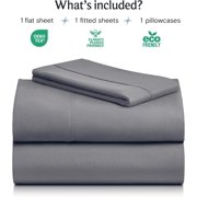 LuxClub 3 Piece Twin XL Sheet Set, Deep Pocket Cooling Bed Sheets, Silky Soft Hotel Quality Bedding with Pillowcase, Flat & Fitted Sheets - Silver