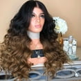 thumbnail image 5 of SUCS Fashion Synthetic Brown Long Curly Hair Wig Synthetic Water Wave Long Hair Wigs, 5 of 5