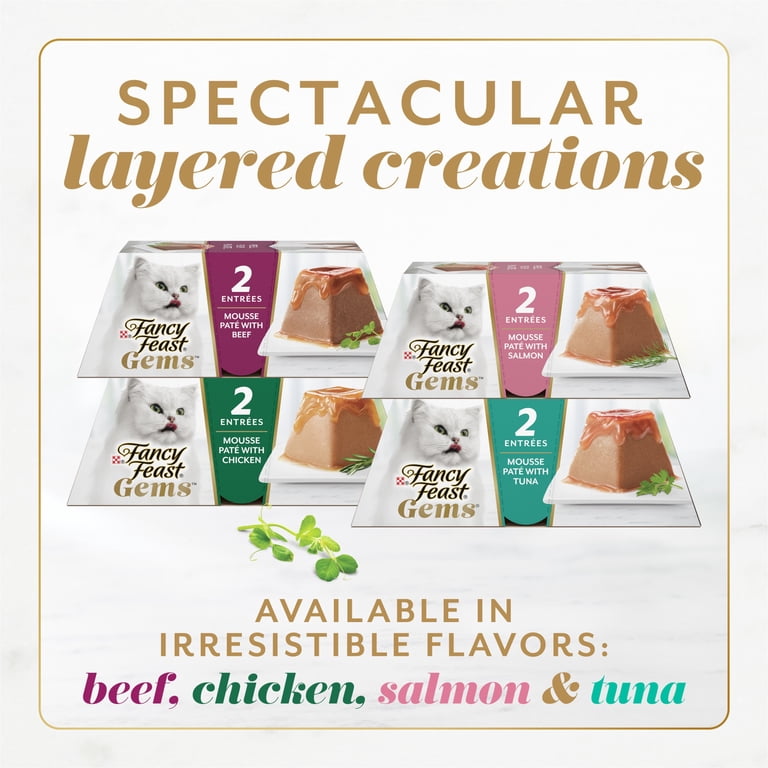 4 pack) Purina Fancy Feast Gems Wet Cat Food Mousse Pate with