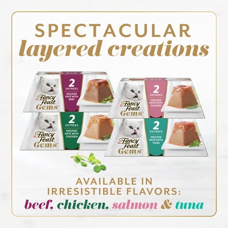 PURINA FANCY FEAST GEMS TURKEY & CHICKEN FLAVOR MOUSSE PATE WET CAT FOOD VARIETY PACK, 2 OZ TUBS (16 PACK)